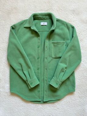 Aritzia TNA Light Green Polar Jacket with Button Detail S